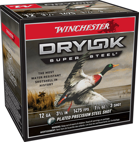 Winchester 12 Gauge Drylok Super Steel High Velocity #3 1-1/2 oz 3.5 in 25/Box