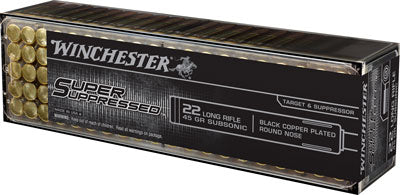 Winchester .22 Long Rifle Super Suppressed Subsonic Black Copper Plated Round Nose 45 Grain 100/Box