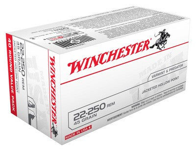 Winchester .22-250 Remington USA Jacketed Hollow Point 45 Grain 40/Box