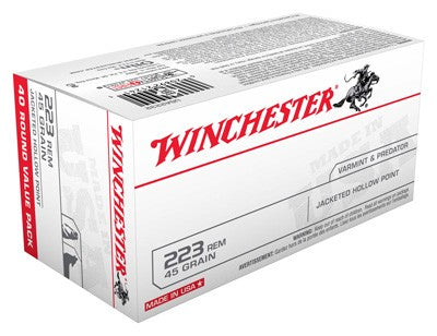 Winchester .223 Remington USA Jacketed Hollow Point 45 Grain 40/Box