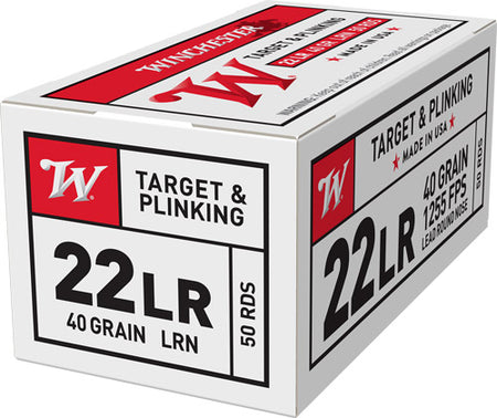 Winchester .22 Long Rifle USA White Box Lead Round Nose 40 Grain 50/Box