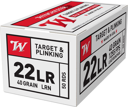 Winchester .22 Long Rifle USA White Box Lead Round Nose 40 Grain 50/Box