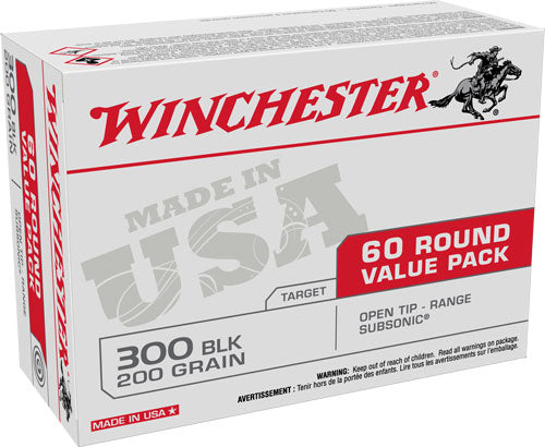 Winchester .300 AAC Blackout USA White Box Value Pack Open Tip Range Subsonic 200 Grain 60/Box