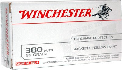 Winchester .380 ACP/Auto USA Jacketed Hollow Point 95 Grain 50/Box