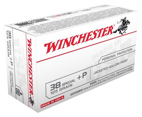 Winchester .38 Special USA +P Jacketed Hollow Point 125 Grain 50/Box