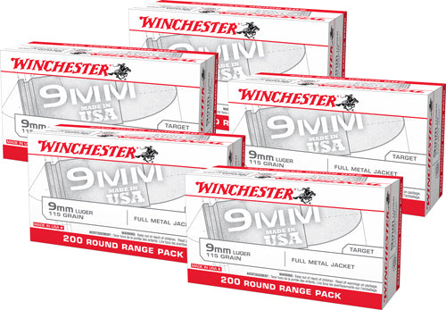 Winchester 9mm Luger / Parabellum USA Target & Practice Range Pack Full Metal Jacket 115 Grain 1000/Box