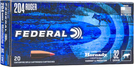 Federal .204 Ruger Varmint & Predator Hornady V-Max 32 Grain 20/Box