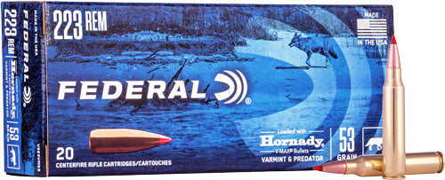 Federal .223 Remington Varmint & Predator Hornady V-Max 53 Grain 20/Box