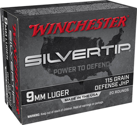 Winchester 9mm Luger / Parabellum Silvertip Defense Jacket Hollow Point 115 Grain 20/Box