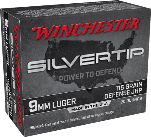 Winchester 9mm Luger / Parabellum Silvertip Defense Jacket Hollow Point 115 Grain 20/Box