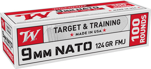 Winchester 9mm Luger / Parabellum USA WHITE BOX Target & Training Full Metal Jacket 124 Grain 100/Box