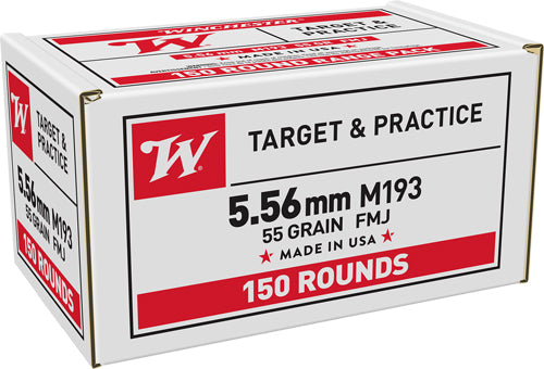 Winchester 5.56x45mm NATO USA White Box M193 Value Pack Full Metal Jacket 55 Grain 150/Box [Item 158]
