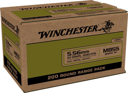 Winchester 5.56x45mm NATO M855 Green Tip Range Pack Full Metal Jacket 62 Grain 200/Box [Item 246]