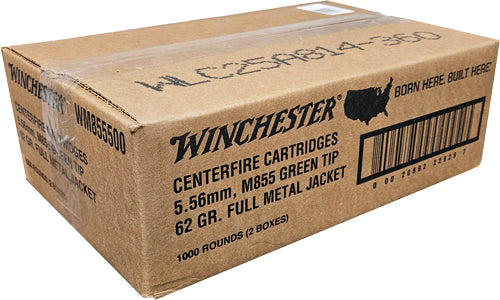 Winchester 5.56x45mm NATO M855 Green Tip Range Pack Full Metal Jacket 62 Grain 500/Box