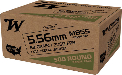 Winchester 5.56x45mm NATO M855 Green Tip Range Pack Full Metal Jacket 62 Grain 1000/Box [Item 120]