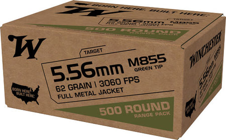 Winchester 5.56x45mm NATO M855 Green Tip Range Pack Full Metal Jacket 62 Grain 1000/Box [Item 120]