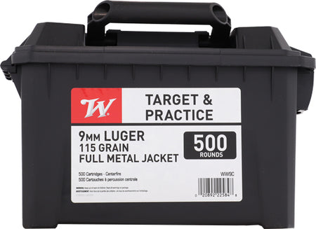 Winchester 9mm Luger / Parabellum USA Field Box Full Metal Jacket 115 Grain 500/Box