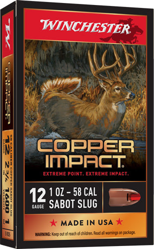 Winchester 12 Gauge Copper Impact Extreme Point Sabot Slug Slug 1 oz 2.75 in 5/Box