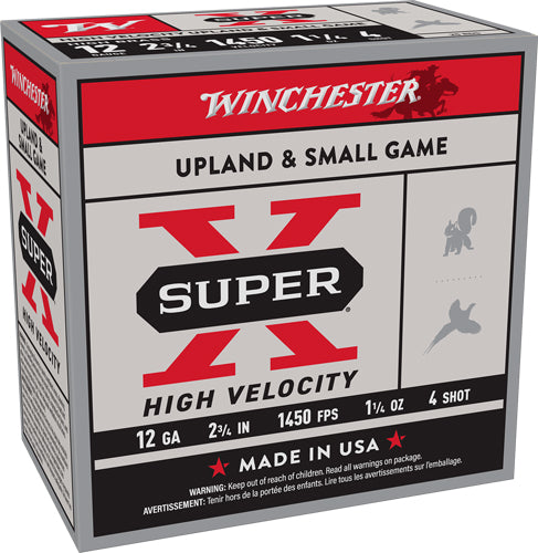 Winchester 12 Gauge Super X High Velocity #4 1-1/4 oz 2.75 in 25/Box