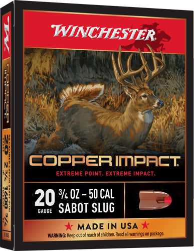 Winchester 20 Gauge Copper Impact Extreme Point Sabot Slug Slug 3/4 oz 2.75 in 5/Box