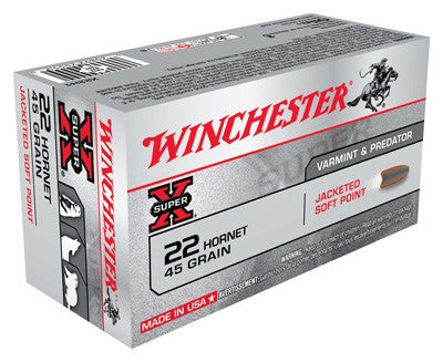 Winchester .22 Hornet Super X Jacketed Soft Point 45 Grain 50/Box
