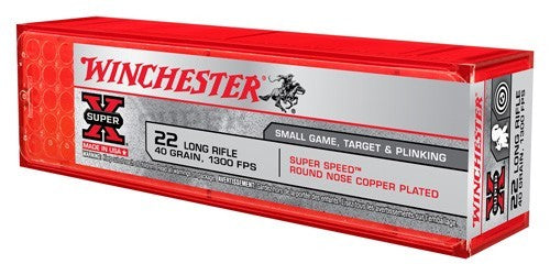 Winchester .22 Long Rifle Super X Super Speed Round Nose Copper Plated 40 Grain 100/Box