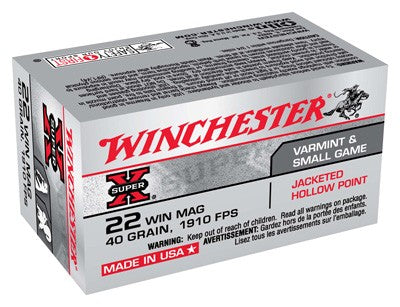 Winchester .22 Magnum / WMR Super-X Jacketed Hollow Point 40 Grain 50/Box