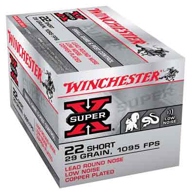 Winchester .22 Short Super X Lead Round Nose Low Noise Copper Plated 29 Grain 50/Box