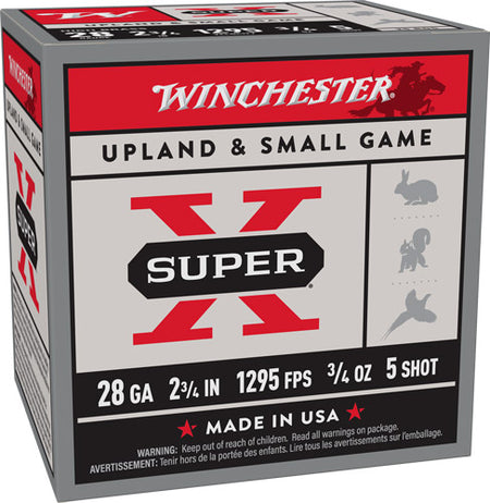 Winchester 28 Gauge Super X HIGH BRASS Heavy Game Load #5 3/4 oz 2.75 in 25/Box