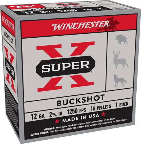 Winchester 12 Gauge Super-X 16 Pellets #1 Buck 1-3/5 oz 2.75 in 25/Box