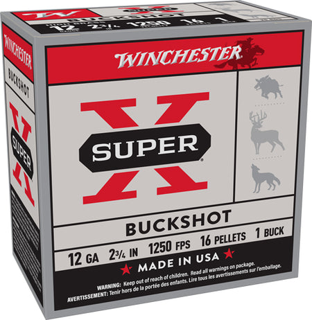 Winchester 12 Gauge Super-X 16 Pellets #1 Buck 1-3/5 oz 2.75 in 25/Box