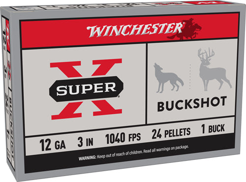 Winchester 12 Gauge Super X 24 Pellets #1 Buck 2-2/5 oz 3 in 5/Box