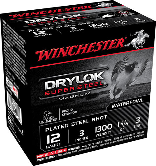 Winchester 12 Gauge Drylok Super Steel Magnum #3 1-3/8 oz 3 in 25/Box