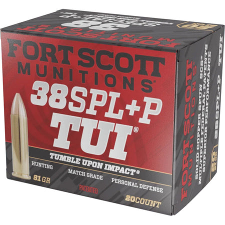 Fort Scott Munitions .38 Special Tumble Upon Impact (TUI) Fort Defense Solid Copper Spun 81 Grain 20/Box