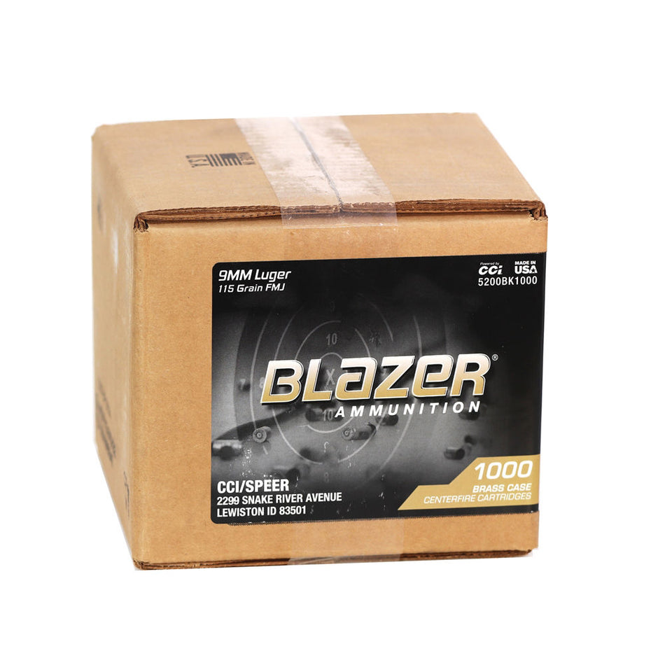 Blazer 9mm Luger / Parabellum Brass Bulk Full Metal Jacket 115 Grain 1000/Box [Item 9514]