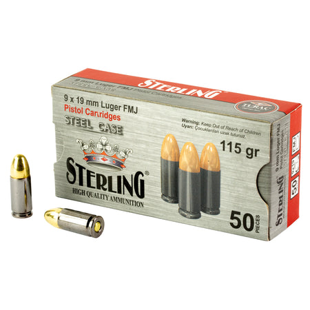 Sterling 9mm Luger / Parabellum Steel Case Full Metal Jacket 115 Grain 50/Box