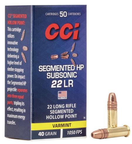 CCI .22 Long Rifle Segmented HP Subsonic Hollow Point Subsonic 40 Grain 50/Box