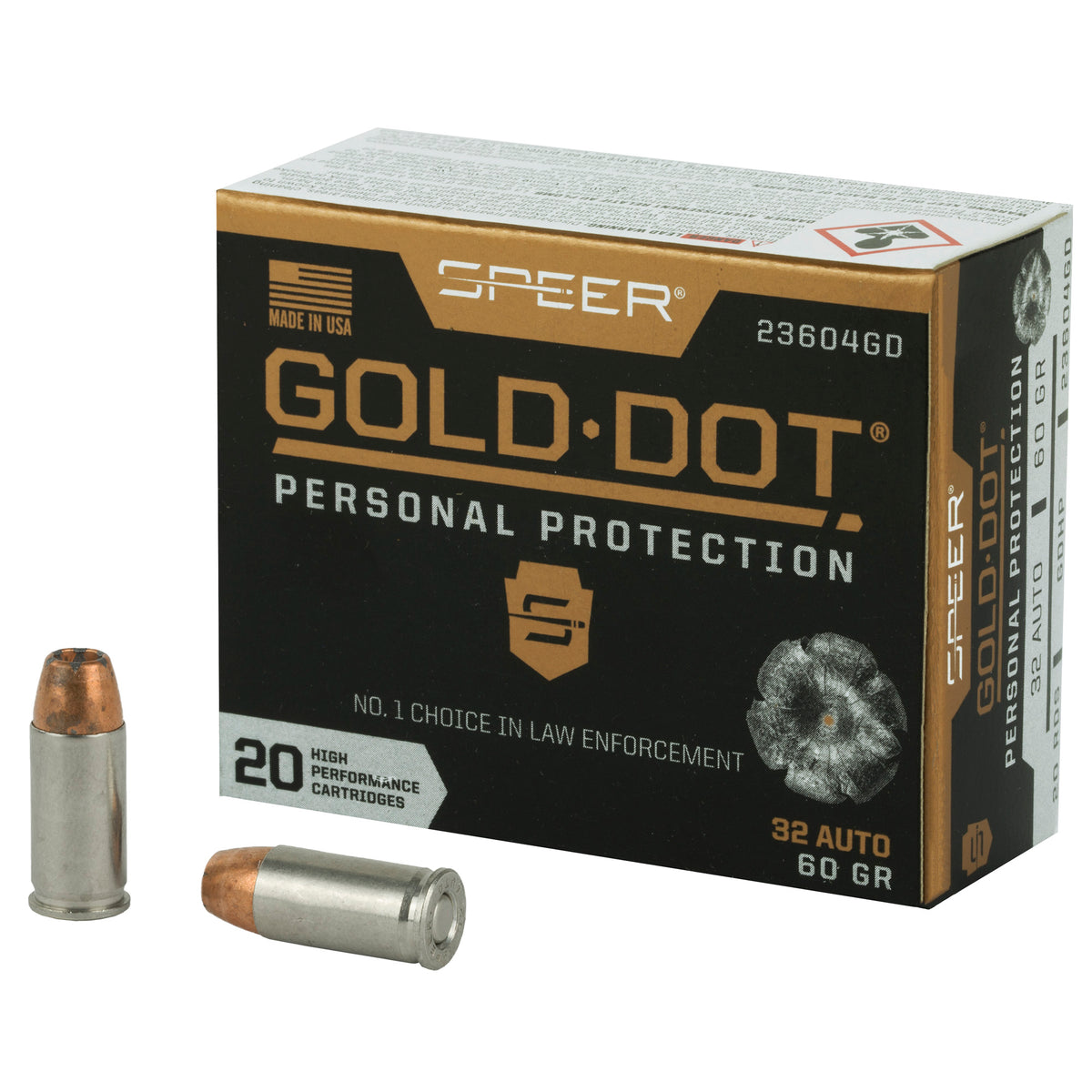 Speer .32 ACP Gold Dot Personal Protection Hollow Point 60 Grain 20/Box