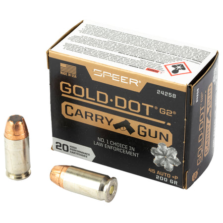 Speer .45 ACP/Auto Gold Dot Carry Gun G2 +P Jacketed Hollow Point 200 Grain 20/Box