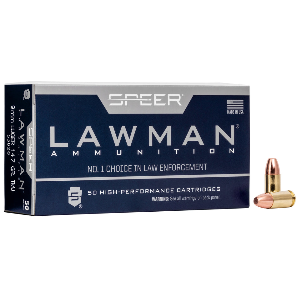 Speer 9mm Luger / Parabellum Lawman Total Metal Jacket Round Nose 147 Grain 50/Box