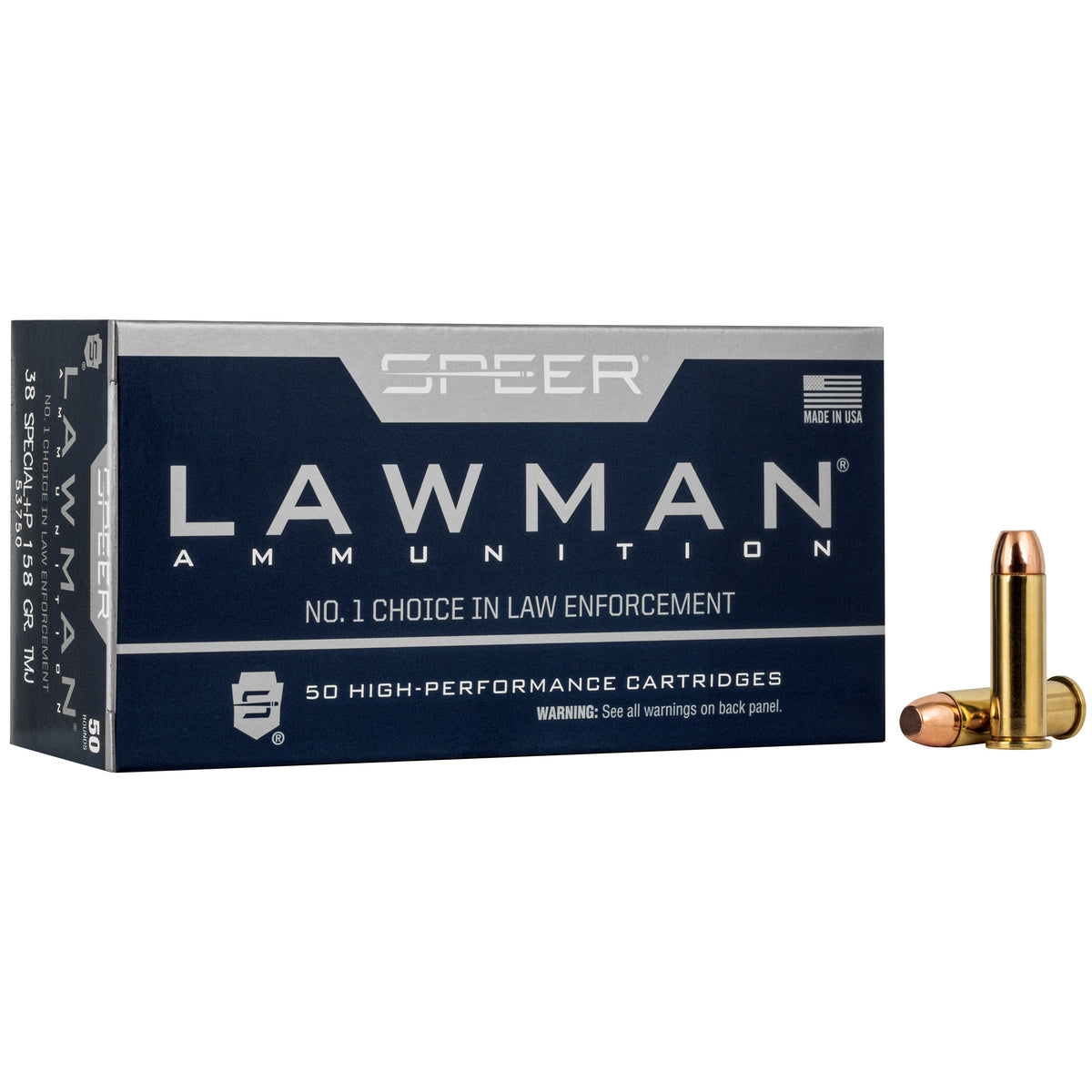 Speer .38 Special Lawman +P Total Metal Jacket 158 Grain 50/Box