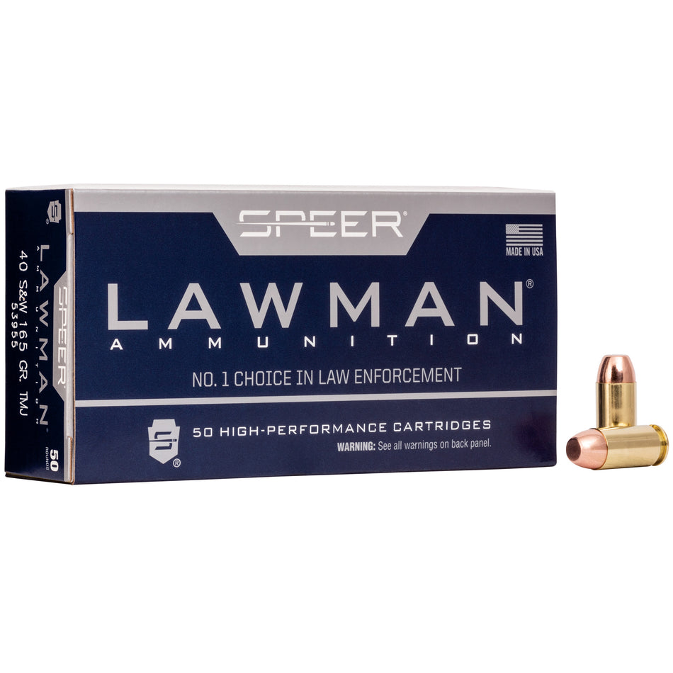Speer .40 S&W Lawman Total Metal Jacket Flat Nose 165 Grain 50/Box