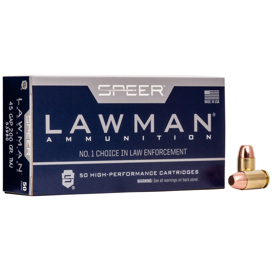 Speer .45 GAP Lawman Total Metal Jacket Flat Nose 200 Grain 50/Box