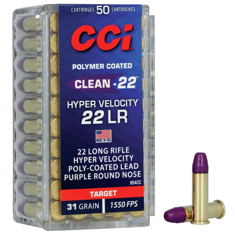 CCI .22 Long Rifle Clean-22 Hyper Velocity Lead Round Nose 31 Grain 50/Box [Item 6854]