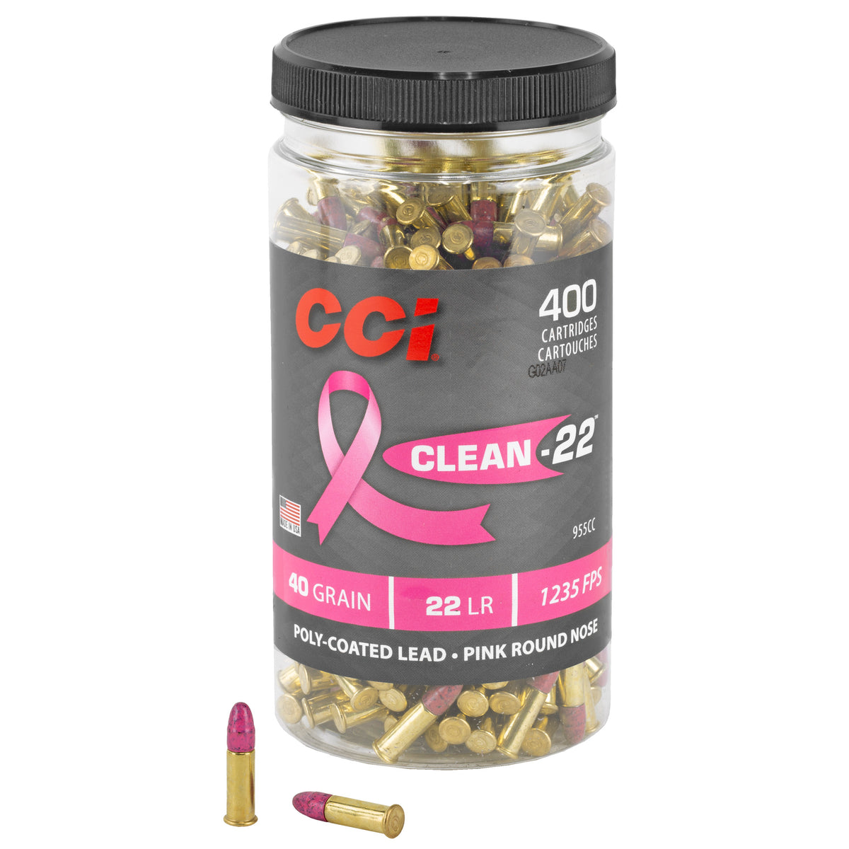CCI .22 Long Rifle Clean-22 Pink Lead Round Nose 40 Grain 400/Box