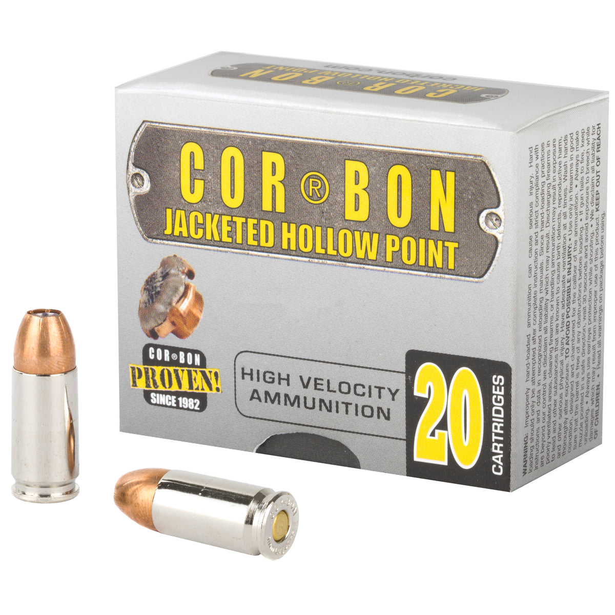 Cor-Bon 9mm Luger / Parabellum Self Defense +P Jacketed Hollow Point 125 Grain 20/Box
