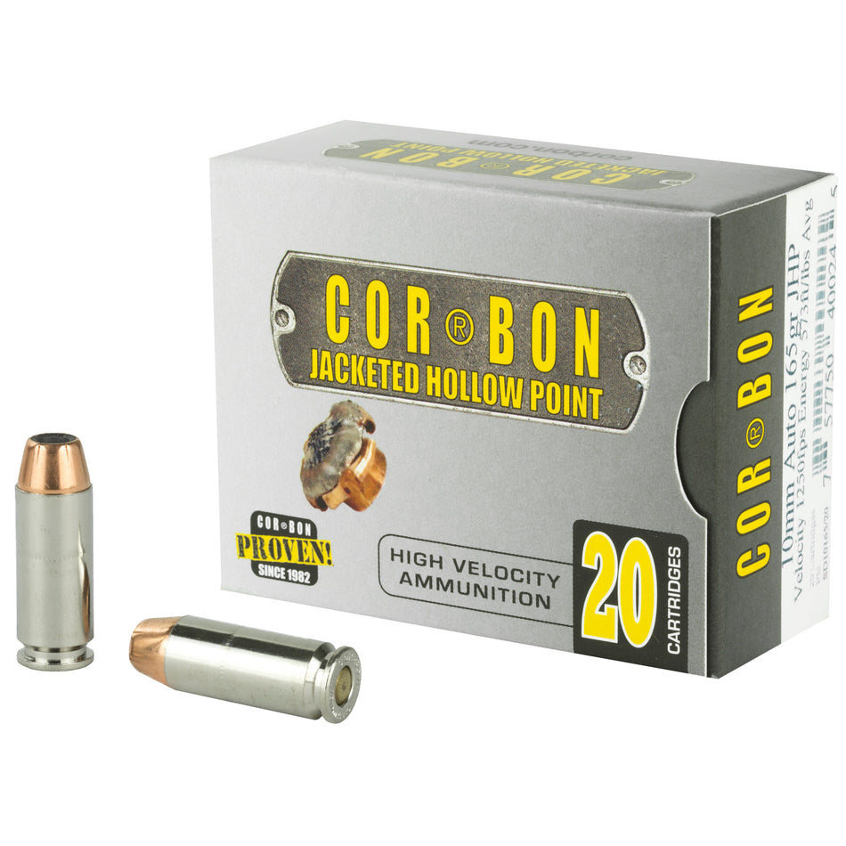 Cor-Bon 10mm Auto Self Defense Jacketed Hollow Point 165 Grain 20/Box