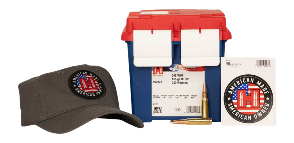 Hornady 80908 American Gunner 308Win 155gr Boat Tail Hollow Point 250 Per Box/2 Case