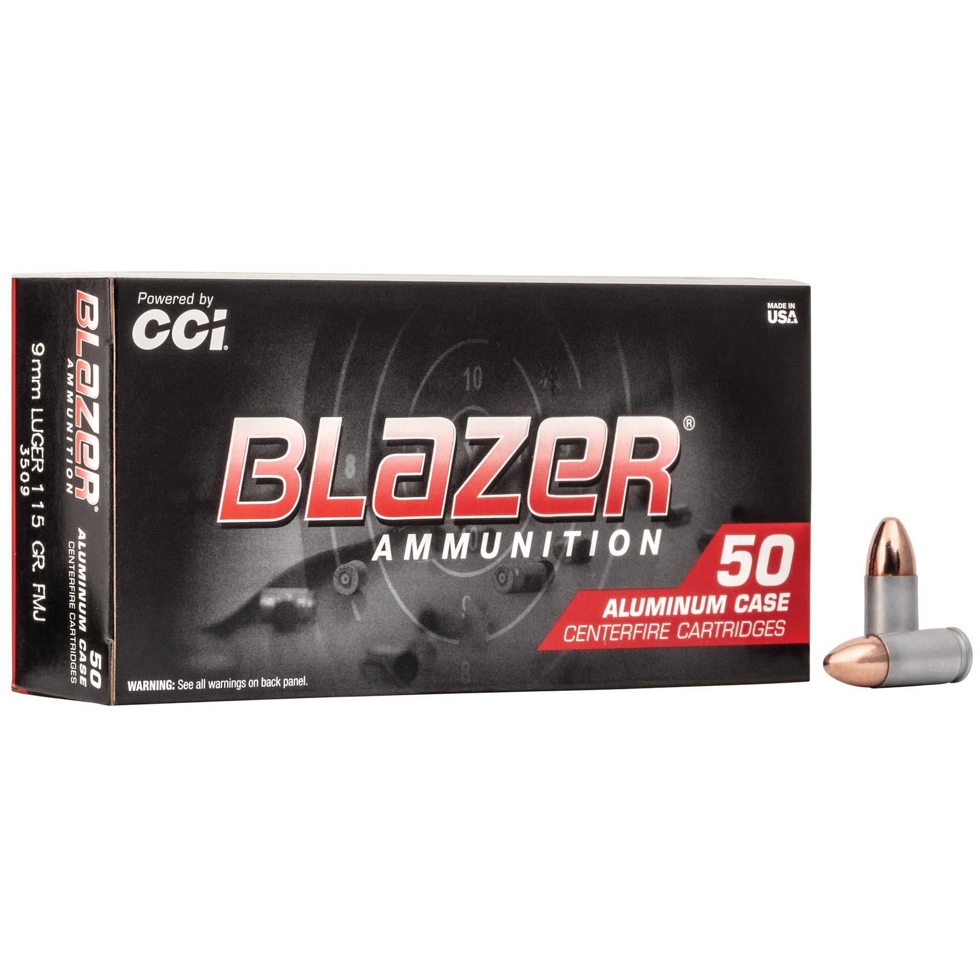 CCI Aluminum Blazer 9mm Luger 115 gr (FMJ) - 50 Per Box - 1000/Case
