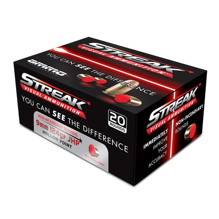 Ammo Inc 9mm Luger / Parabellum Streak Visual (RED) Tracer Jacketed Hollow Point 124 Grain 20/Box